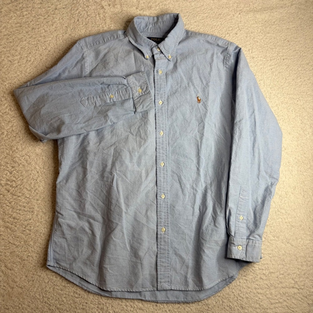 Polo Ralph Lauren Mens XL Classic Fit Light Blue Oxford Button Down Shirt Cotton - Picture 2 of 8